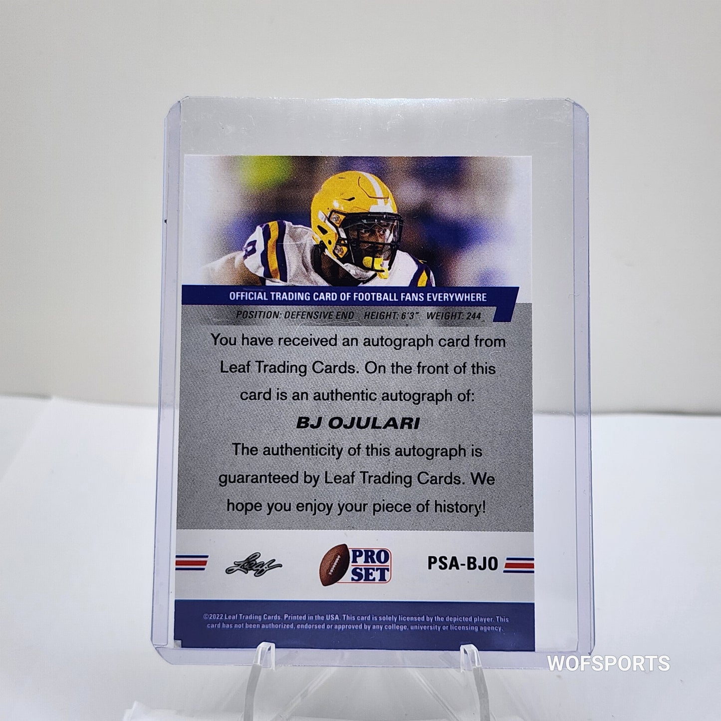 2022 Leaf Pro Set Auto Rookie BJ Ojulari PSA-BJO