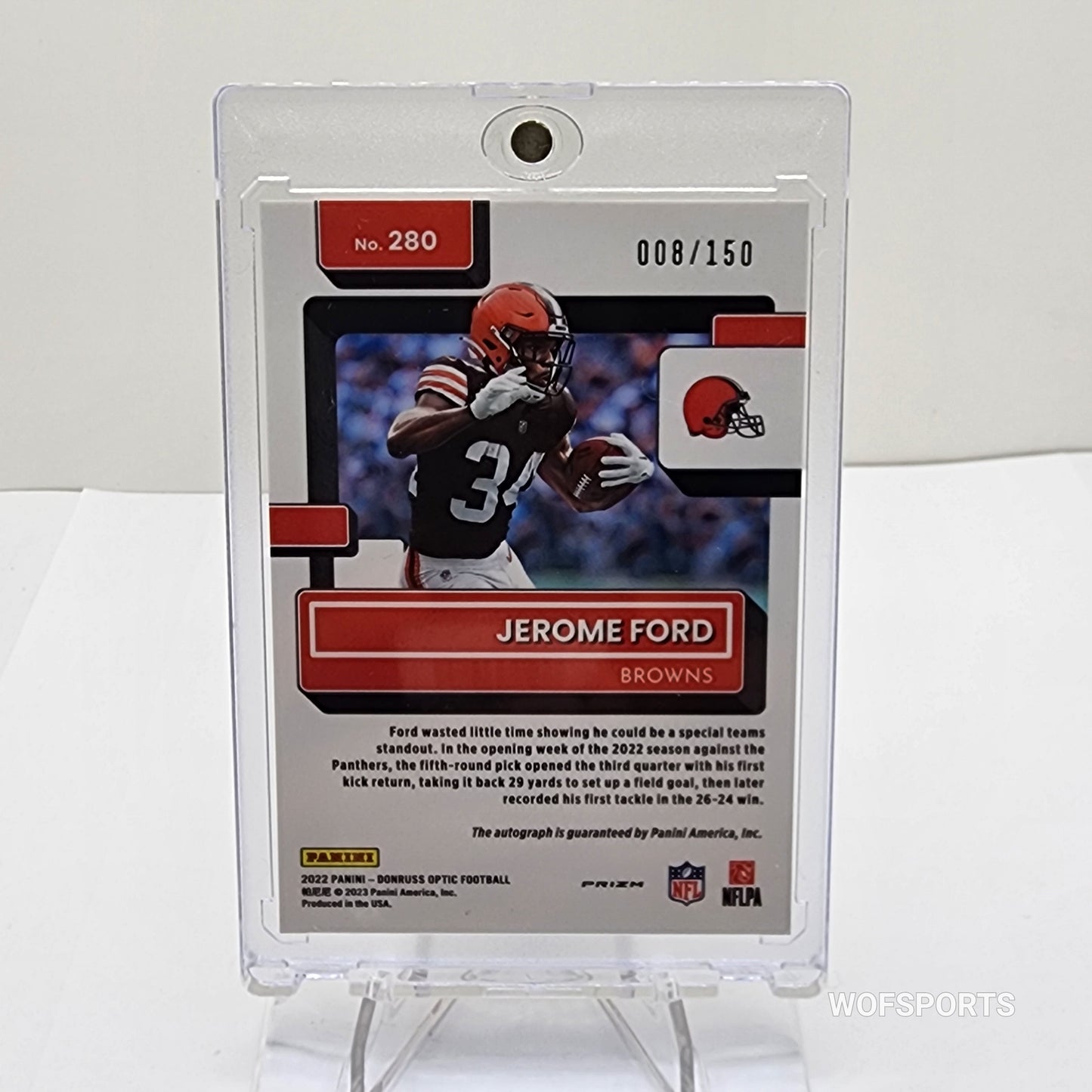 2022 Panini Donruss Optic Rated Rookies Auto 08/150 Jerome Ford #53 Cleveland Browns