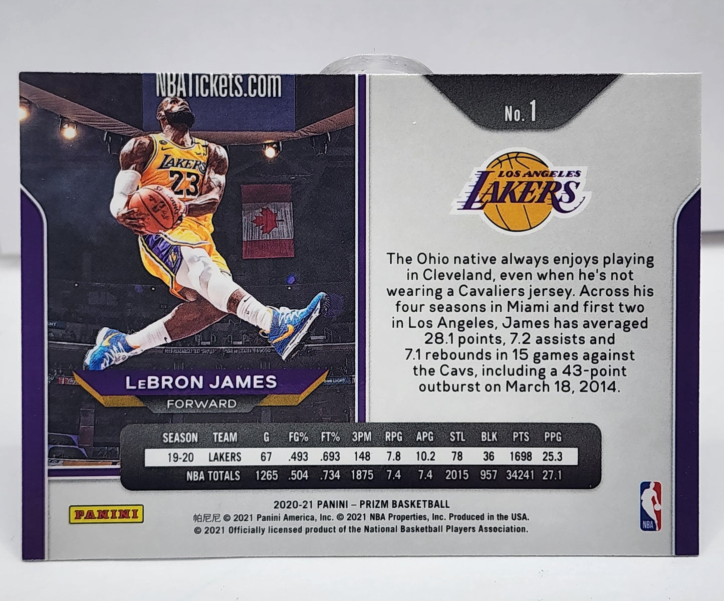 2021 Prizm Prizm Silver Lebron James #1 LA Lakers