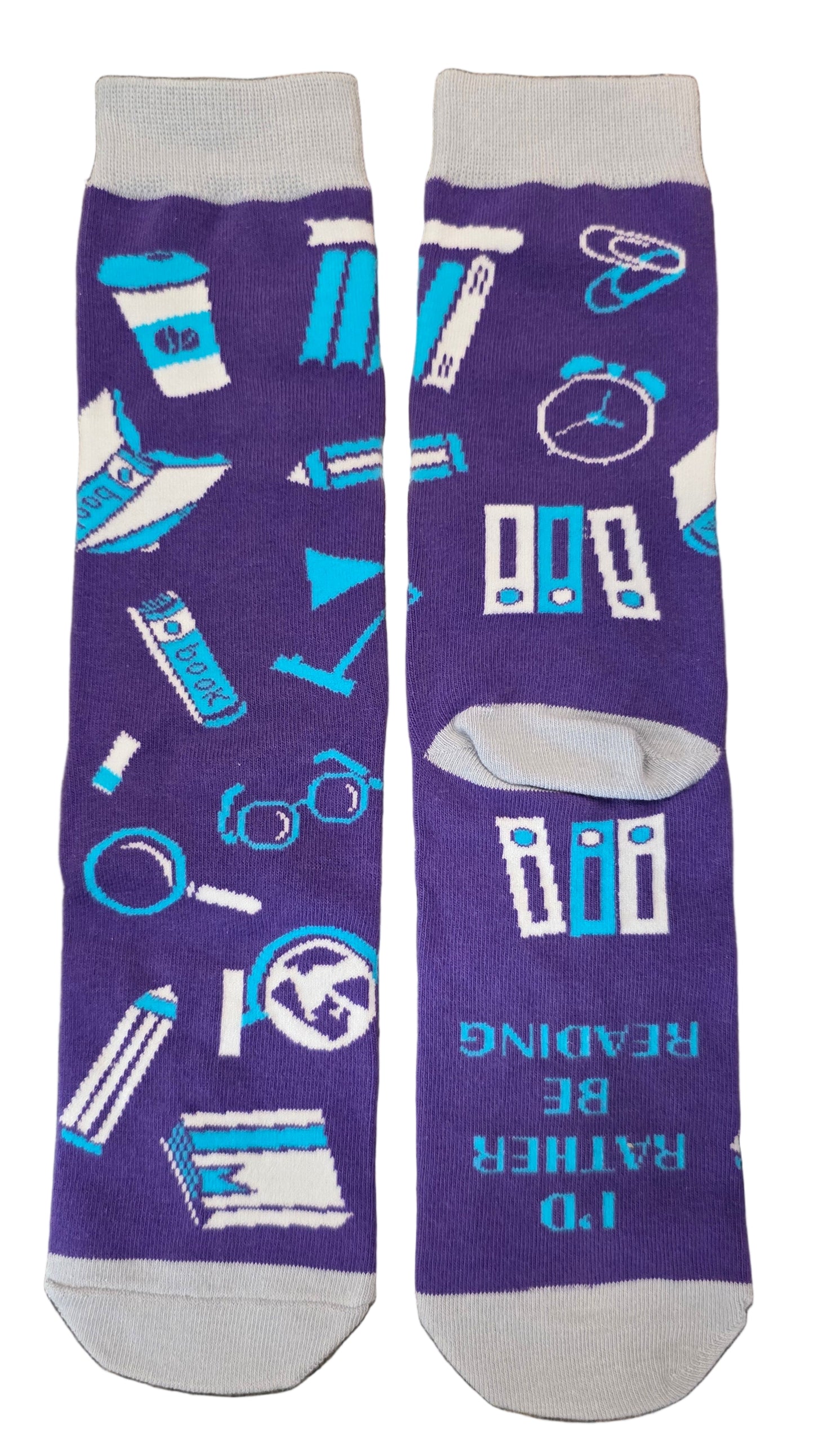 Pair I'D Rather Be Reading Sock Men and Women Humor Joke Gift