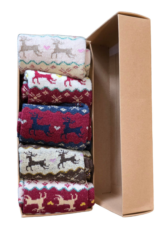 JOYCA & CO. 5 Pairs Womens Multicolor Fashion Warm Wool Cotton Thick Winter Crew Socks