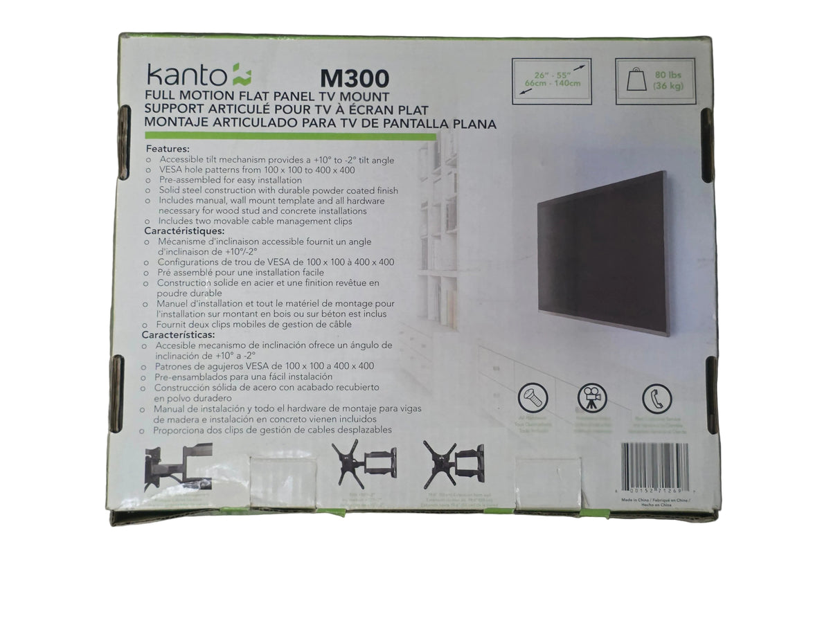 Kanto M300 Full Motion TV Wall Mount for 26"-55" TVs – Up to 80 lbs