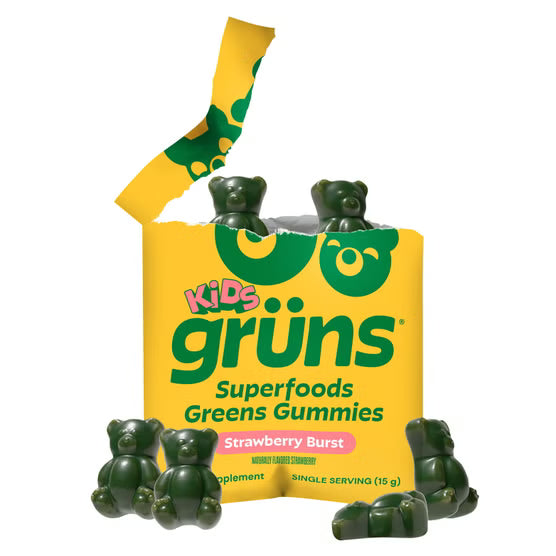 Kids Grüns Superfood Greens Strawberry Burst Flavored Gummies, 35 Daily Packs - Sealed Packages, Damaged Box