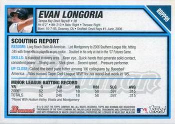 2007 Bowman Draft Picks & Prospects Evan Longoria #BDPP99 Tampa Bay Devil Rays