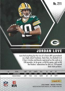 2020 Panini Mosaic Jordan Love Rookie #211 Green Bay Packers