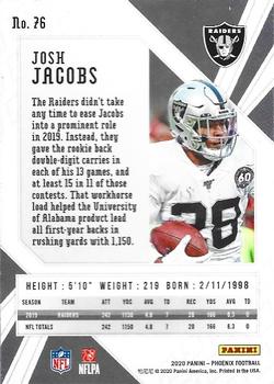 2020 Panini Phoenix Josh Jacobs Fire Burst Prizm #76 Las Vegas Raiders