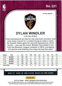 2019-20 Hoops Premium Stock Dylan Windler Rookie Silver Prizm #221 Cleveland Cavaliers