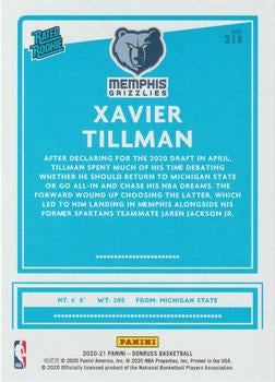 2020-21 Panini Donruss Xavier Tillman #218 Memphis Grizzlies