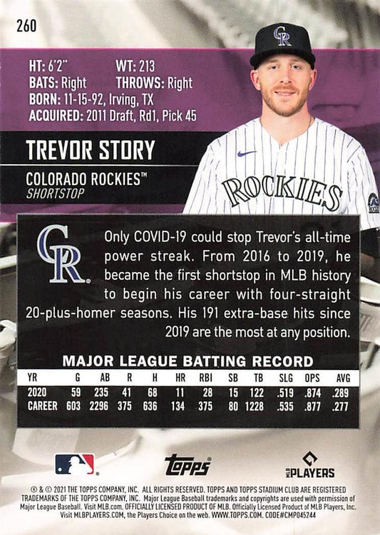 2021 Stadium Club #260 - Trevor Story - Colorado Rockies