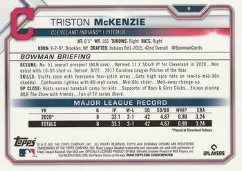 2021 Bowman Chrome Triston McKenzie #6 Guardians