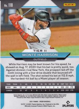 2021 Panini Prizm Monte Harrison Rookie Silver Prizm #118 Miami Marlins