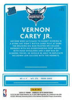2020-21 Donruss Optic Pulsar Rated Rookies Vernon Carey Jr. #182 Charlotte Hornets