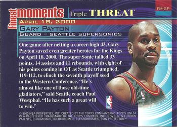 2000-01 Topps Finest Gary Payton Refractor Finest Moments Auto #FM-GP P468
