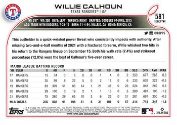 2022 Topps Willie Calhoun #581 Texas Rangers