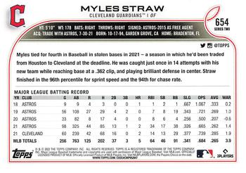 2022 Topps Myles Straw #654 Cleveland Guardians