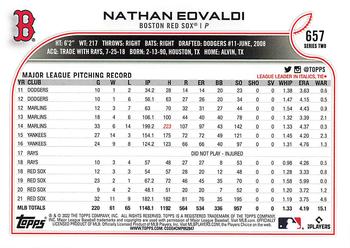 2022 Topps Nathan Eovaldi #657 Boston Red Sox