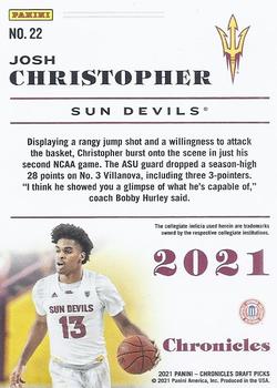 2021 Panini Prizm Josh Christopher Rookie Silver Prizms #22 Arizona State Sun Devils