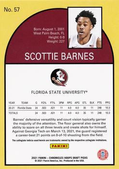 2021 Panini Chronicles Hoops Retro Scottie Barnes 57 Florida State Seminoles