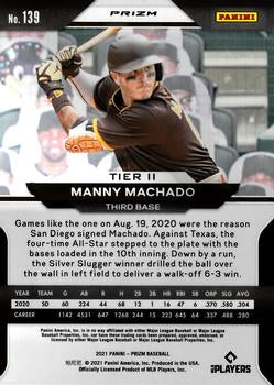 2021 Panini Prizm Manny Machado Purple Prizm #139 San Diego Padres