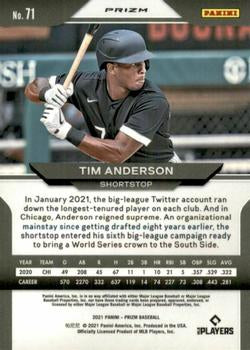 2021 Panini Prizm Tim Anderson Silver Prizm #71 Chicago White Sox