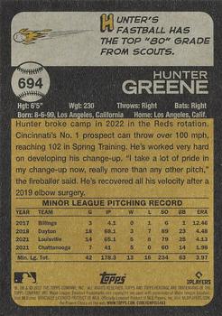 2022 Topps Heritage Hunter Greene RC #694 Cincinnati Reds