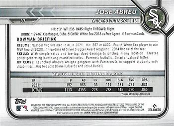 2022 Bowman Jose Abreu #37 Chicago White Sox