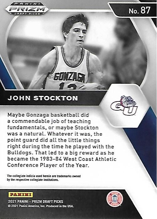 2021 Panini Prizm Draft Pick #87 John Stockton - Gonzaga Bulldogs