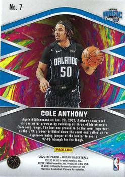 2020-21 Panini Mosaic Introductions Cole Anthony #7 Rookie RC