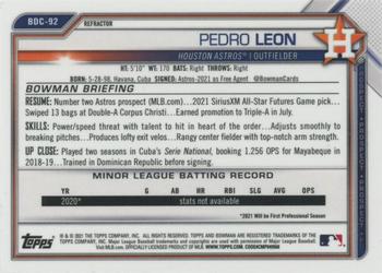 2021 Bowman Chrome #BDC-92 Pedro Leon Refractor