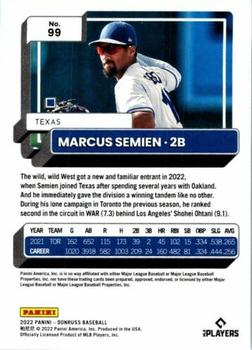 2022 Panini Donruss Marcus Semien Base #99 Texas Rangers