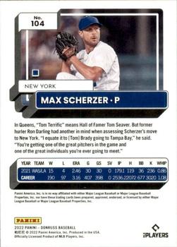 2022 Panini Donruss Max Scherzer #104 New York Mets