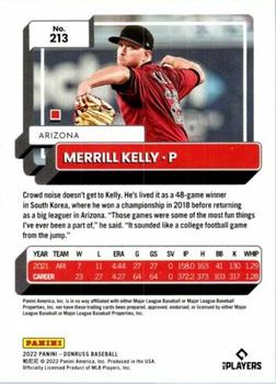 2022 Panini Donruss Merrill Kelly #213 Arizona Diamondbacks