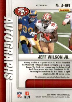 2021 Panini Mosaic Jeff Wilson Jr. Auto Silver Mosaic Prizm Autographs No. A-JWJ
