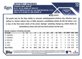 2023 Topps Jeffrey Springs #12 Tampa Bay Rays