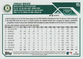 2023 Topps Jonah Bride Rookie #95 Oakland Athletics
