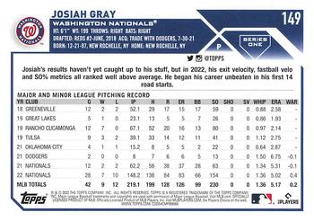 2023 Topps Josiah Gray Future Stars #149 Washington Nationals
