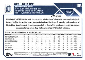 2023 Topps Beau Brieske #184 Detroit Tigers