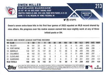 2023 Topps Owen Miller #213 Cleveland Guardians