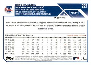 2023 Topps Rhys Hoskins #221 Philadelphia Phillies