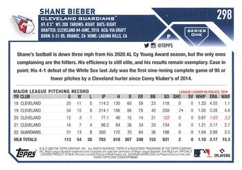 2023 Topps Shane Bieber #298 Cleveland Guardians