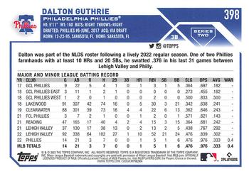 2023 Topps Dalton Guthrie RC #398 Philadelphia Phillies