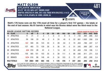 2023 Topps Matt Olson #481 Atlanta Braves