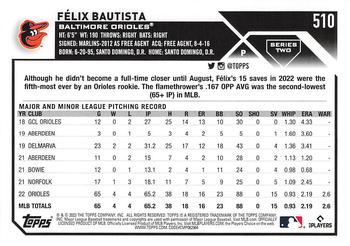2023 Topps Felix Bautista #510 Baltimore Orioles