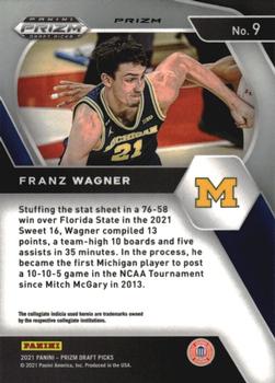2021 Panini Prizm Franz Wagner Rookie Flashback Silver Prizms #9 Michigan Wolverines