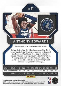 2021-22 Panini Prizm #37 Anthony Edwards RED Wave Timberwolves