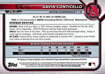 2022 1st Bowman Chrome Gavin Conticello Speckle Refractor Prospect Auto #/299