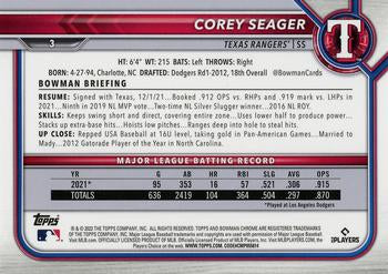 2022 Bowman Chrome Corey Seager #3 Texas Rangers