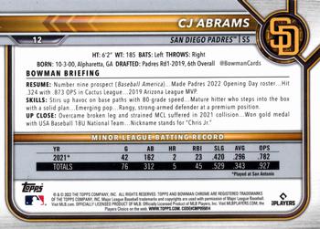 2022 Bowman Chrome CJ Abrams RC #12 San Diego Padres