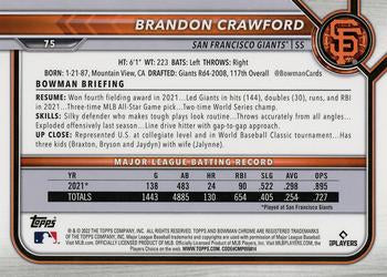 2022 Bowman Chrome Brandon Crawford #75 San Francisco Giants