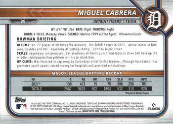 2022 Bowman Chrome Miguel Cabrera #88 Detroit Tigers